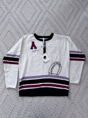 NWT Anthropologie X Daily Practice Go Team Embroidered Sweater XS